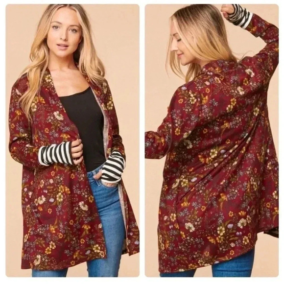 A Girl Thing Sweaters - Lightweight Floral Hacci Knit Cardigan